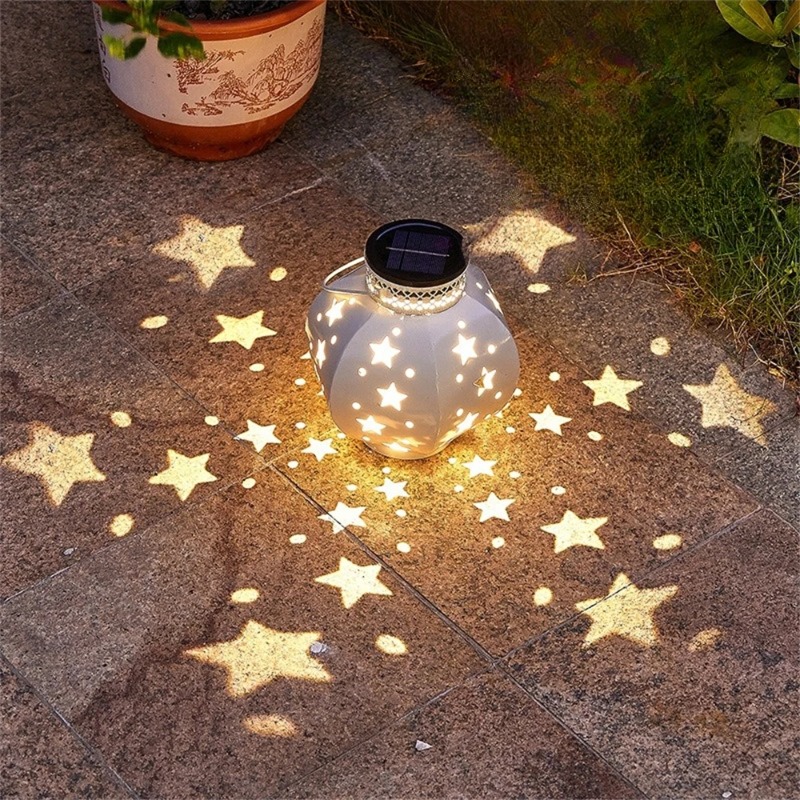 Smart Garden Ornaments - โคมไฟโปรเจคเตอร์รูปดาวสำหรับสวน ไฟโซลาร์แขวนกลางแจ้ง โคมไฟโซลาร์แบบแขวนย้อนยุค พร้อมหูหิ้ว ตกแต่งสวนภายนอก
