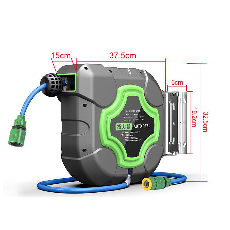 Smart Garden Sprinkler - กลองท่อจ่ายน้ำอัตโนมัติแบบพับเก็บได้ยาว10/15/20ม. 4วินาทีระบบชลประทานล้างรถติดผนังกลองโฟมน้ำ