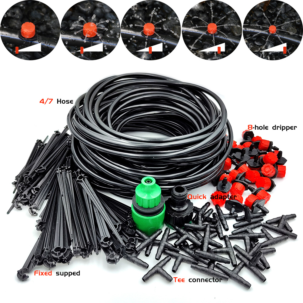 Smart Garden Sprinkler - ระบบรดน้ำแบบหยดอัตโนมัติสำหรับสวนระบบรดน้ำแบบ DIY 15ม.-30ม. อุปกรณ์รดน้ำแบบหยดขนาดเล็กพร้อมเครื่องทำน้ำหยดแบบปรับได้สำหรับเรือนกระจก