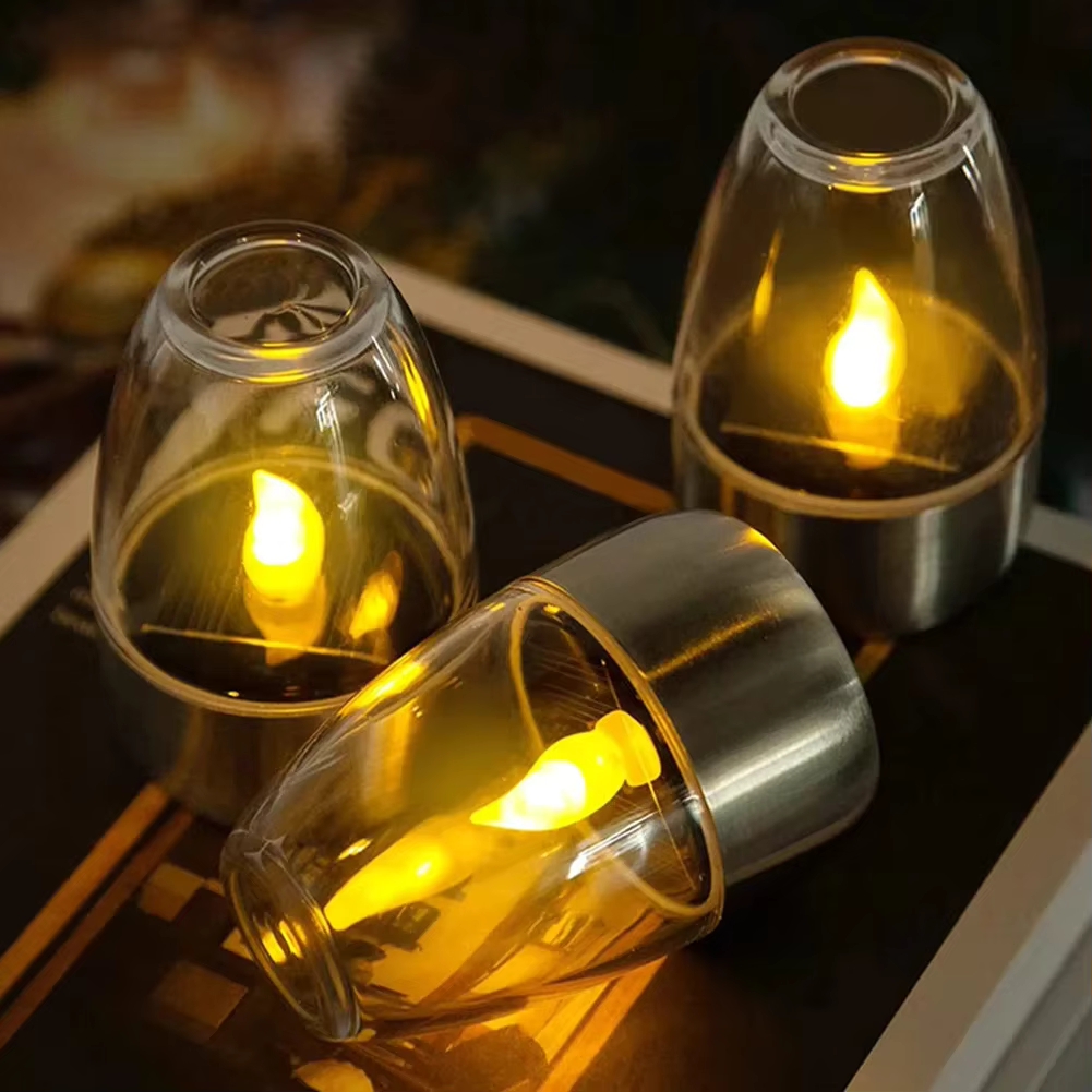 Smart Garden Ornaments - LED สแตนเลสไฟเทียนพลังงานแสงอาทิตย์ลานกลางแจ้งสวนโคมไฟพลังงานแสงอาทิตย์สนามหญ้าดาดฟ้าตกแต่งไฟกลางคืนโคมไฟพลังงานแสงอาทิตย์