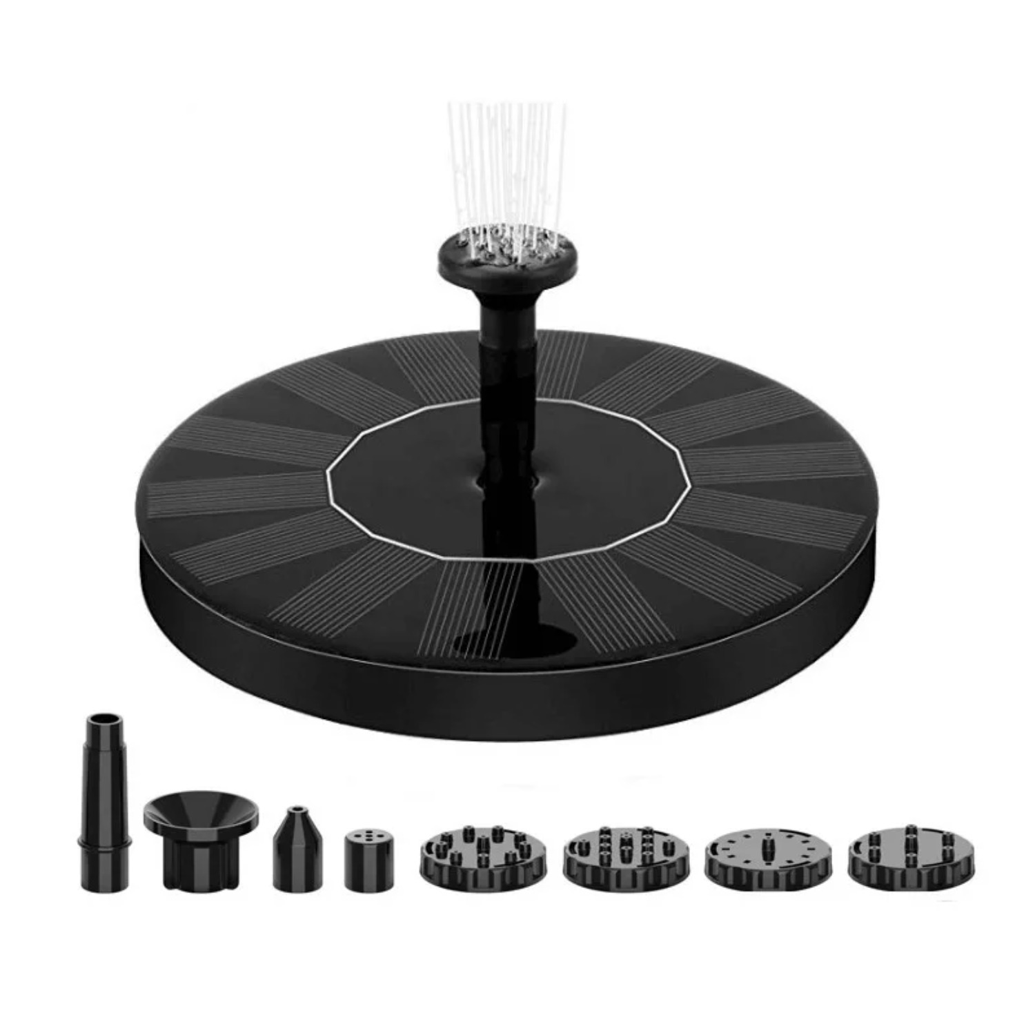 Smart Garden Ornaments - ปั๊มน้ำพุพลังงานแสงอาทิตย์สำหรับอ่างน้ำนก, น้ำพุพลังงานแสงอาทิตย์แบบลอยน้ำพร้อมหัวฉีด 4 หัวสำหรับบ่อ, สวน, สระว่ายน้ำ