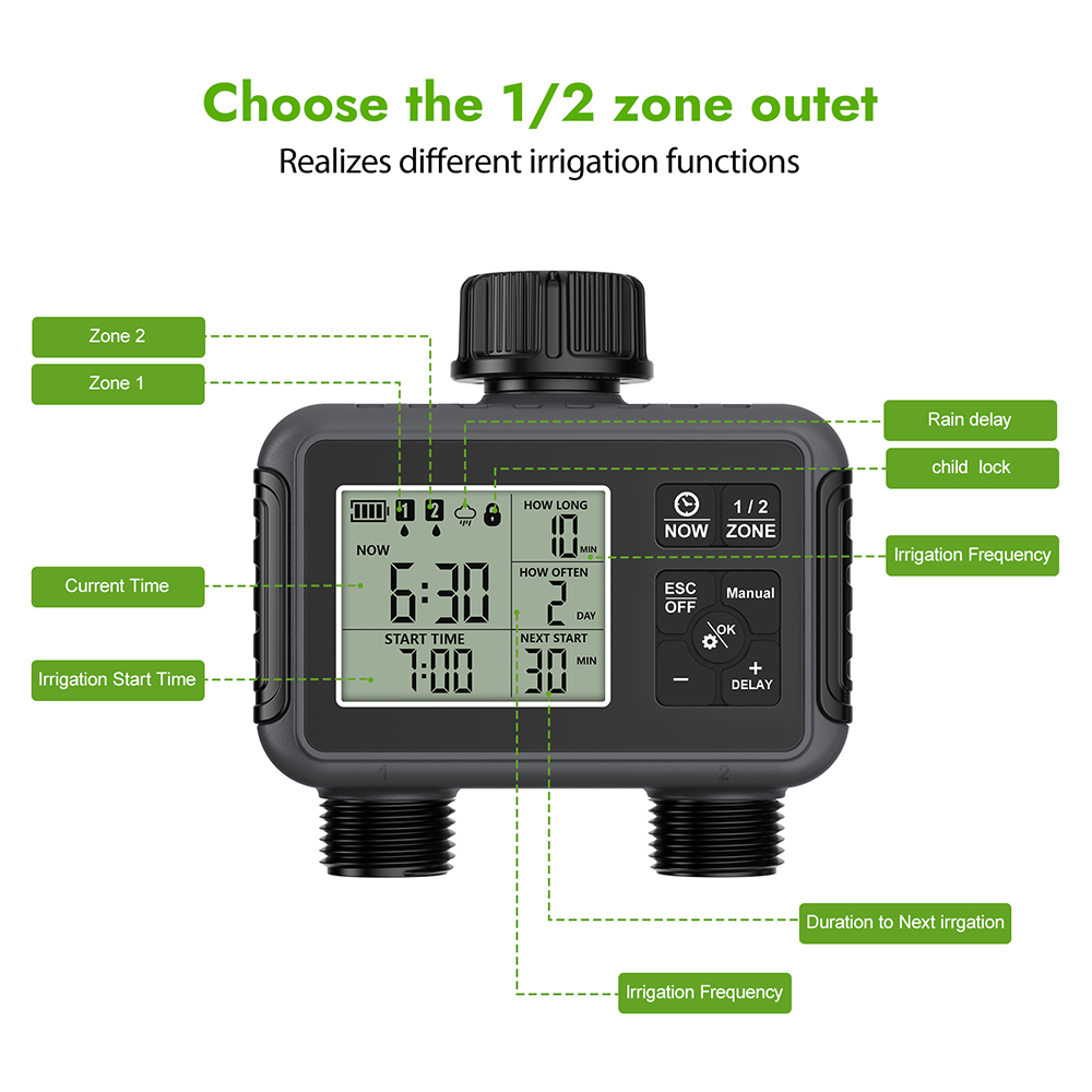จอแสดงผล LCD แบบสองโซนอิสระ ตั - Smart Garden Sprinkler บทวิจารณ์และราคา